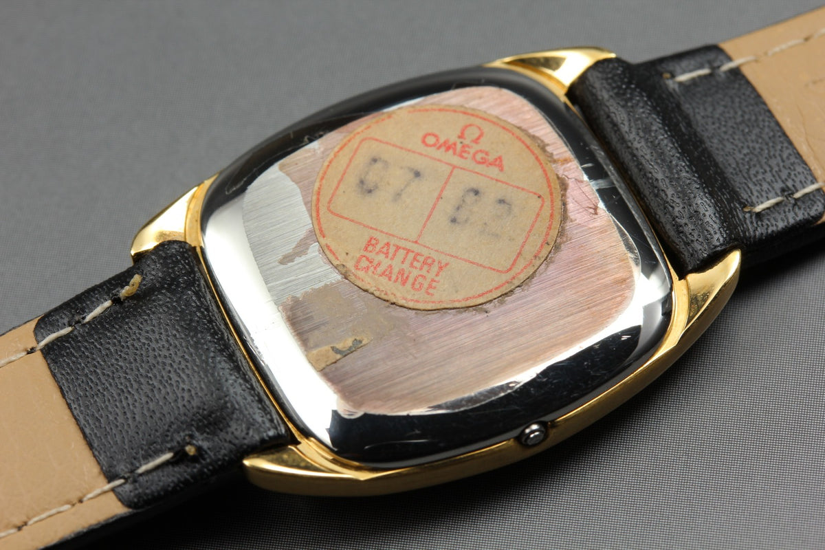 1980 MINT OMEGA De Ville 24mm 591.0099 Quartz Gold Dial Women's Watch Vintage