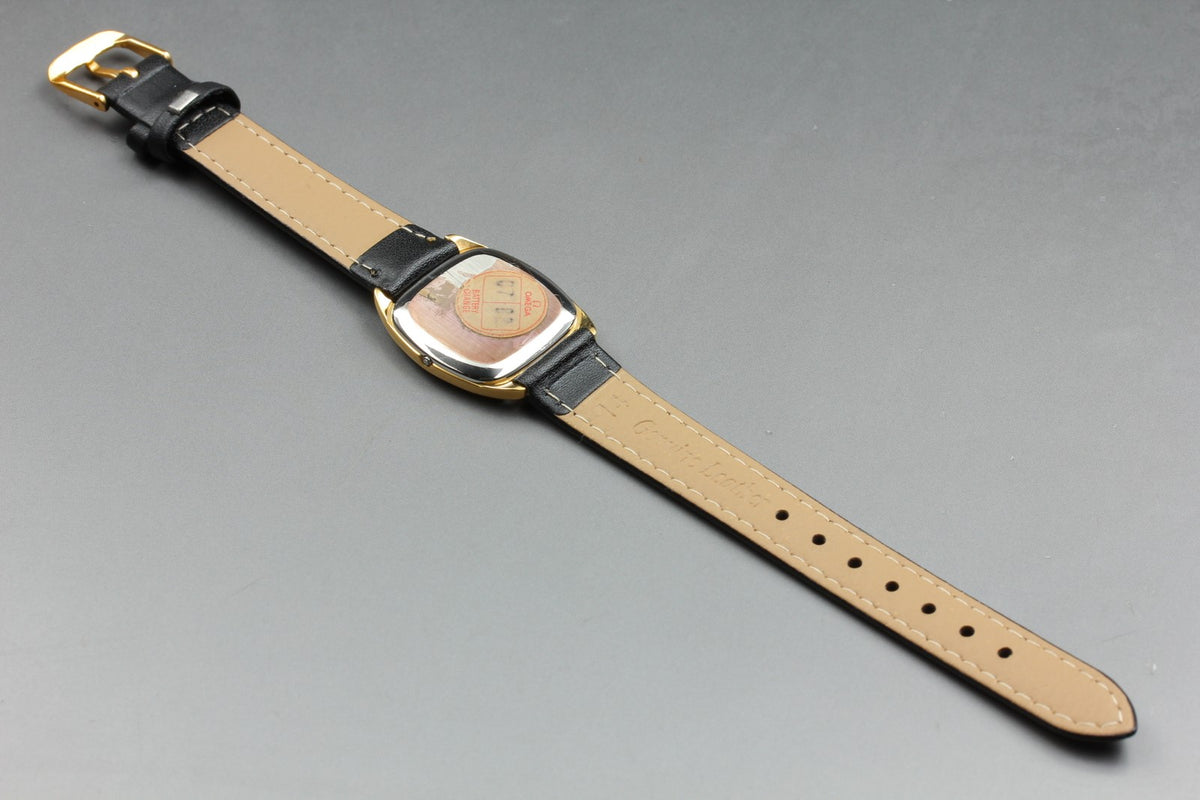 1980 MINT OMEGA De Ville 24mm 591.0099 Quartz Gold Dial Women's Watch Vintage