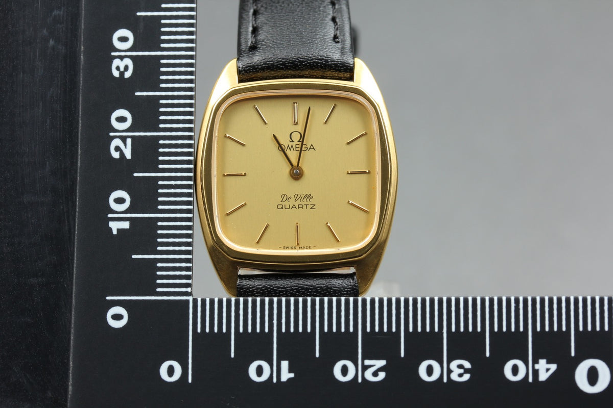 1980 MINT OMEGA De Ville 24mm 591.0099 Quartz Gold Dial Women's Watch Vintage