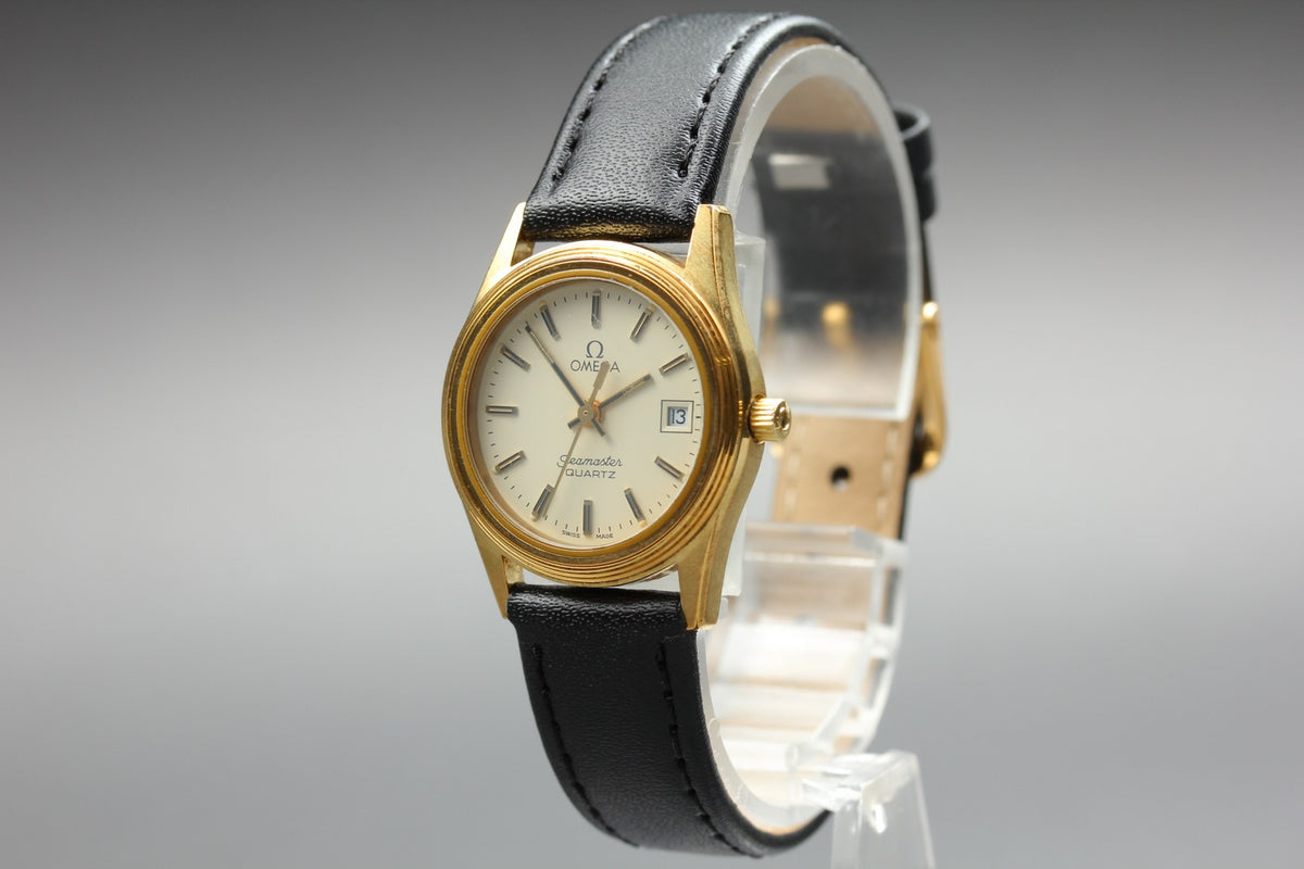 1982 OMEGA Seamaster 25mm 596.0035 Quartz Gold Plated Women's Vintage Exc+5