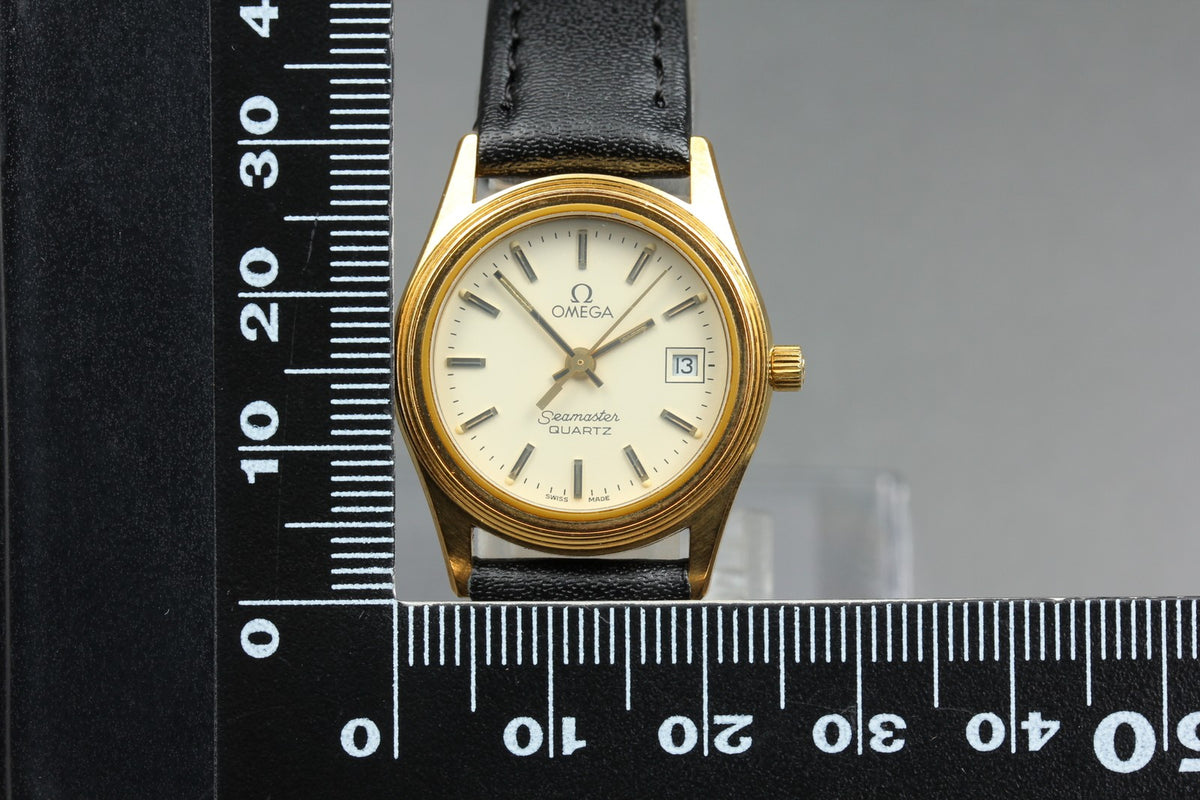 1982 OMEGA Seamaster 25mm 596.0035 Quartz Gold Plated Women's Vintage Exc+5