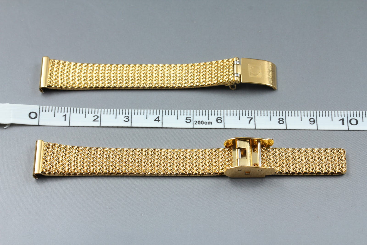 Near MINT OMEGA Milanese/Mesh Band 13mm Gold Plated Stainless Women's Vintage