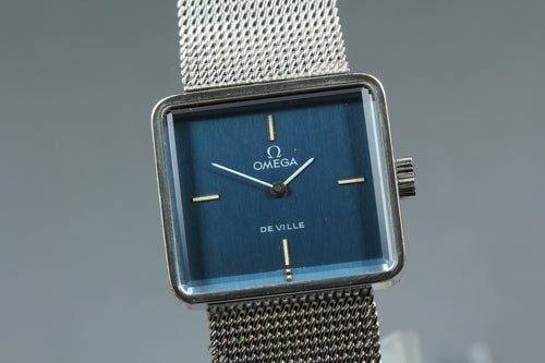 1973 Near MINT OMEGA De Ville 25mm 511.444 Manual Navy Dial Women's Vintage