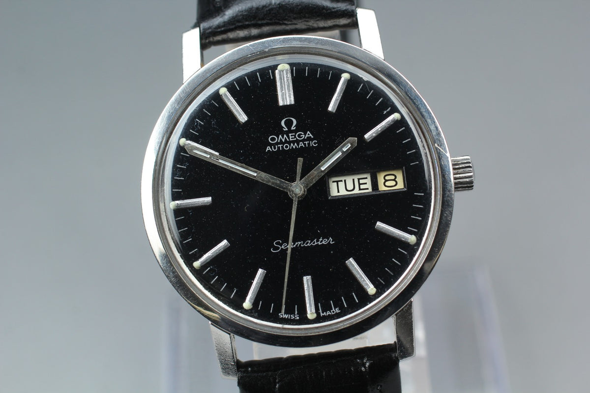1974 Near MINT OMEGA Seamaster 35mm 166.0209 Automatic Black Dial Men's Vintage