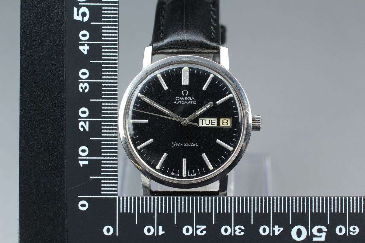 1974 Near MINT OMEGA Seamaster 35mm 166.0209 Automatic Black Dial Men's Vintage