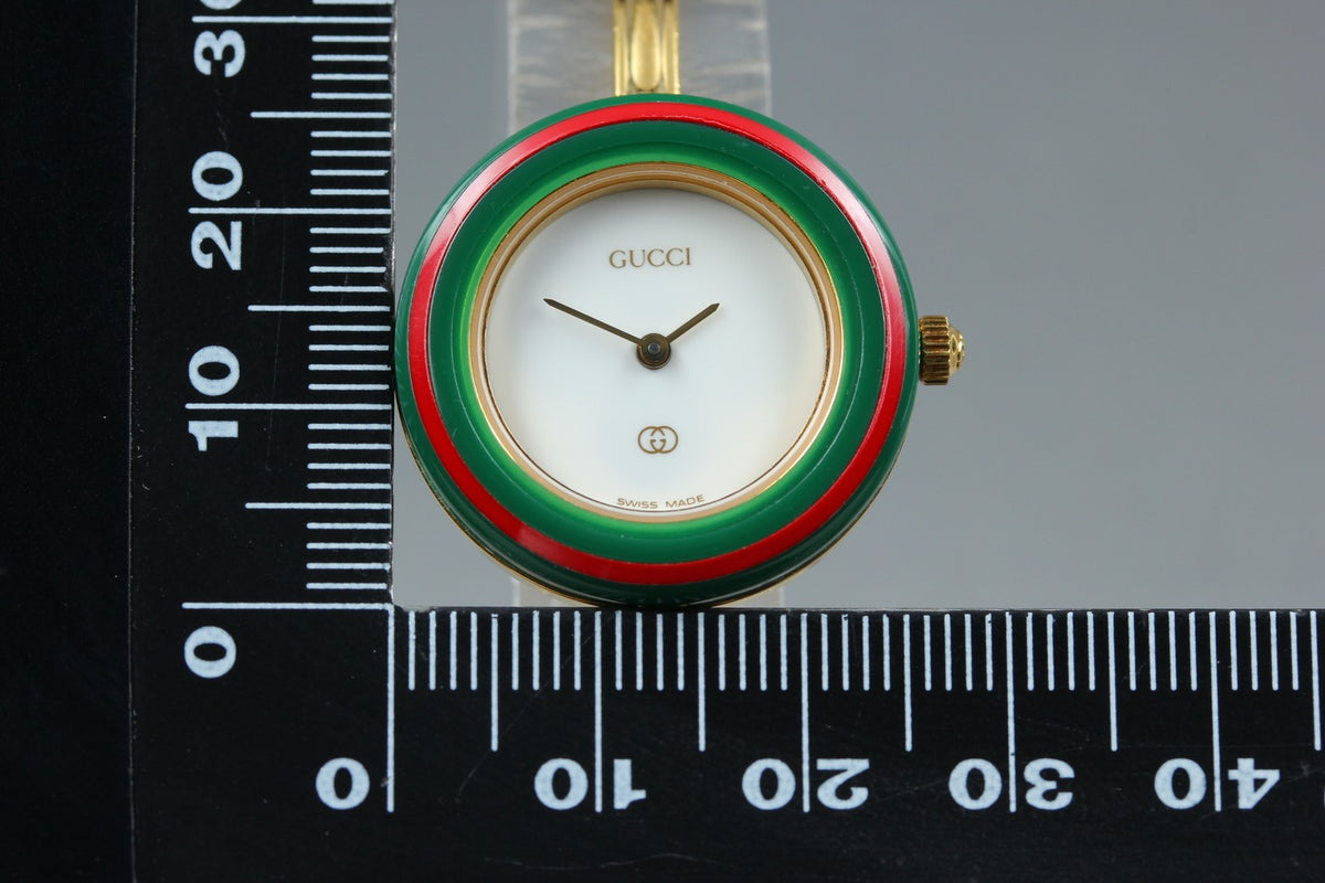 Full Set Near MINT GUCCI Change Bezel 12 Colors 26mm 1100-L Quartz White Women's