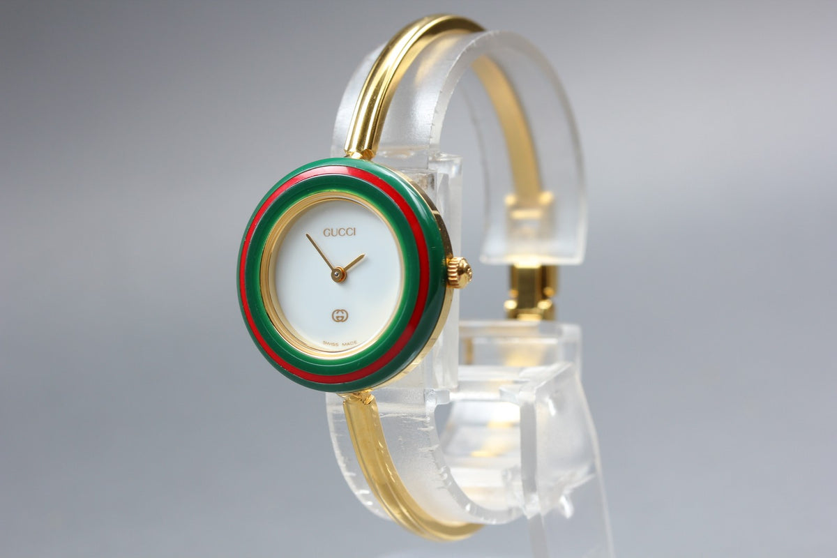 Full Set Near MINT GUCCI Change Bezel 12 Colors 26mm 11/12 Quartz White Women's