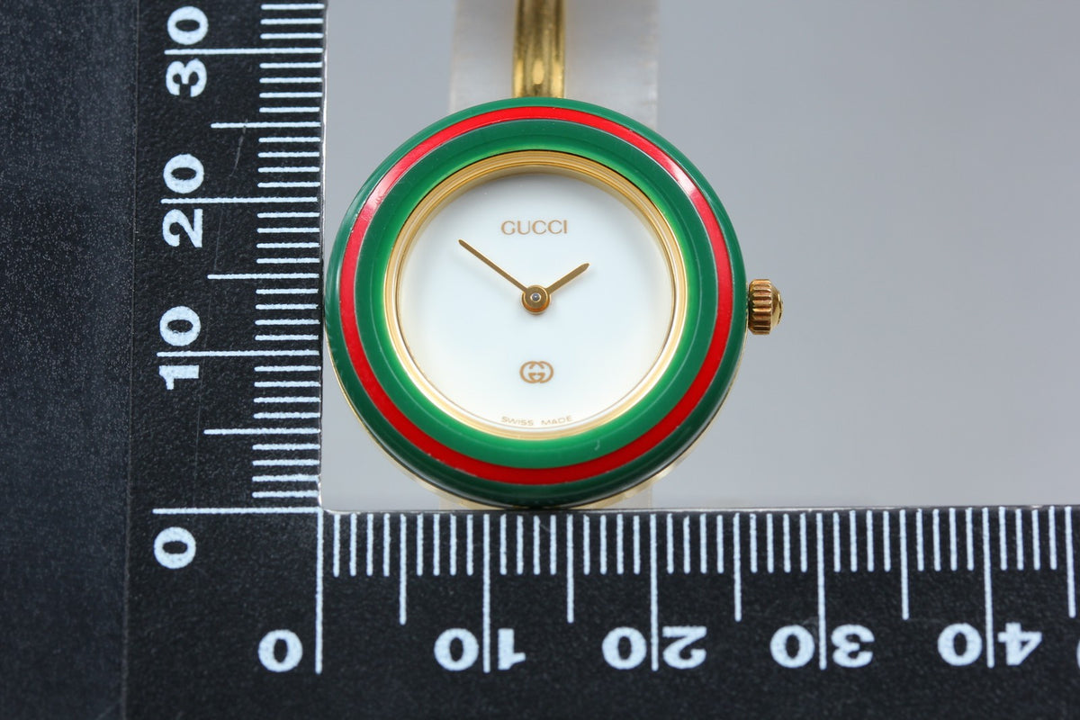 Full Set Near MINT GUCCI Change Bezel 12 Colors 26mm 11/12 Quartz White Women's