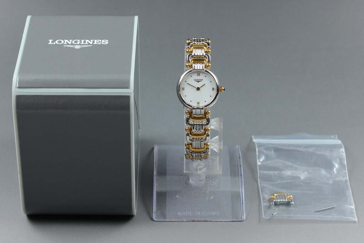 Near MINT/Box LONGINES 175 7567 22mm Quartz L6.200.3 White Roman Women's Vintage