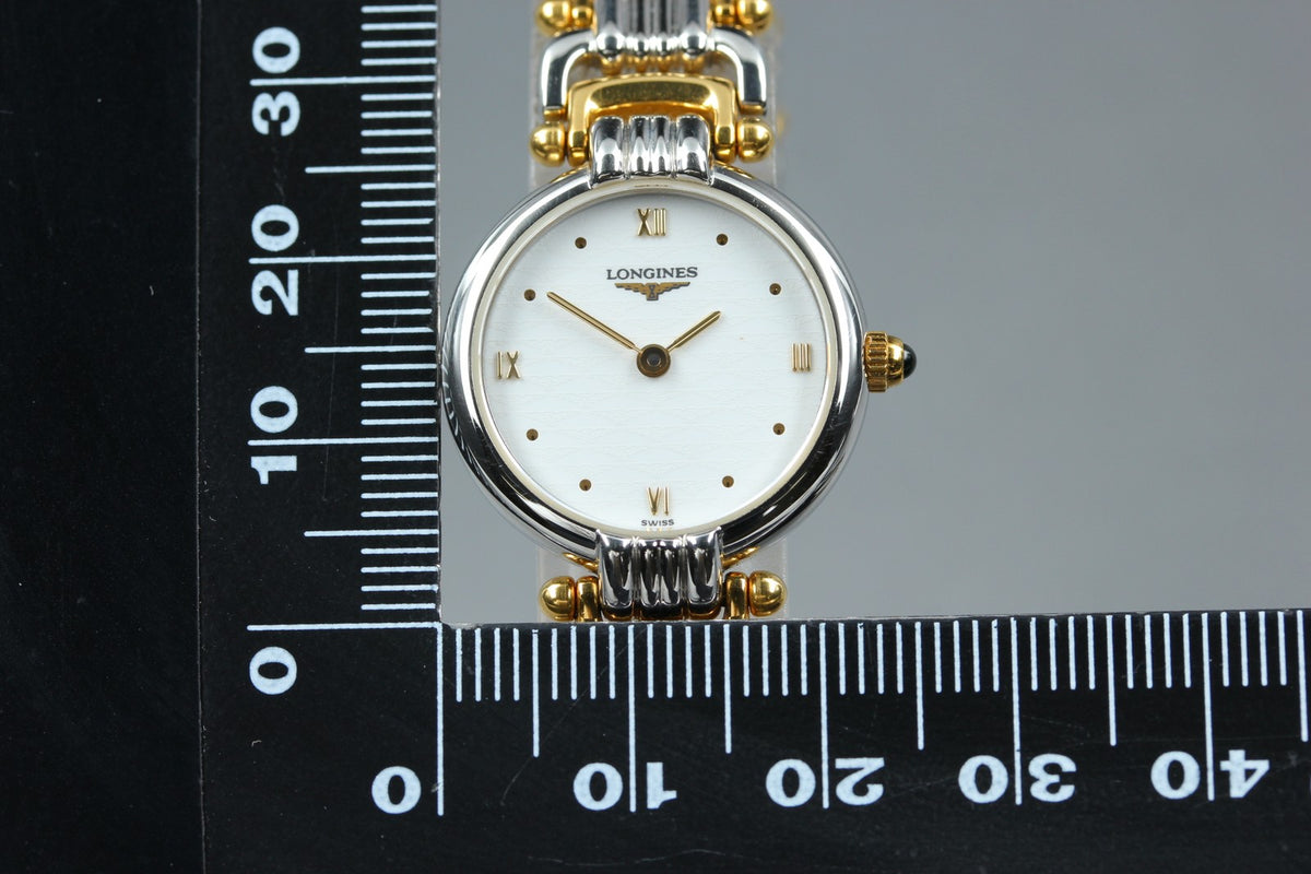 Near MINT/Box LONGINES 175 7567 22mm Quartz L6.200.3 White Roman Women's Vintage
