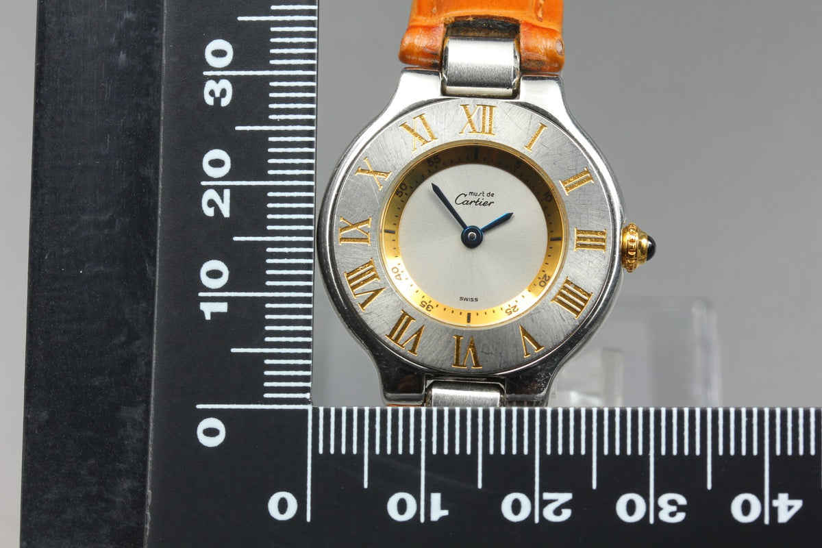Near MINT Cartier Must 21 Vantian SM 28mm 1340 Quartz Silver Dial Women Vintage