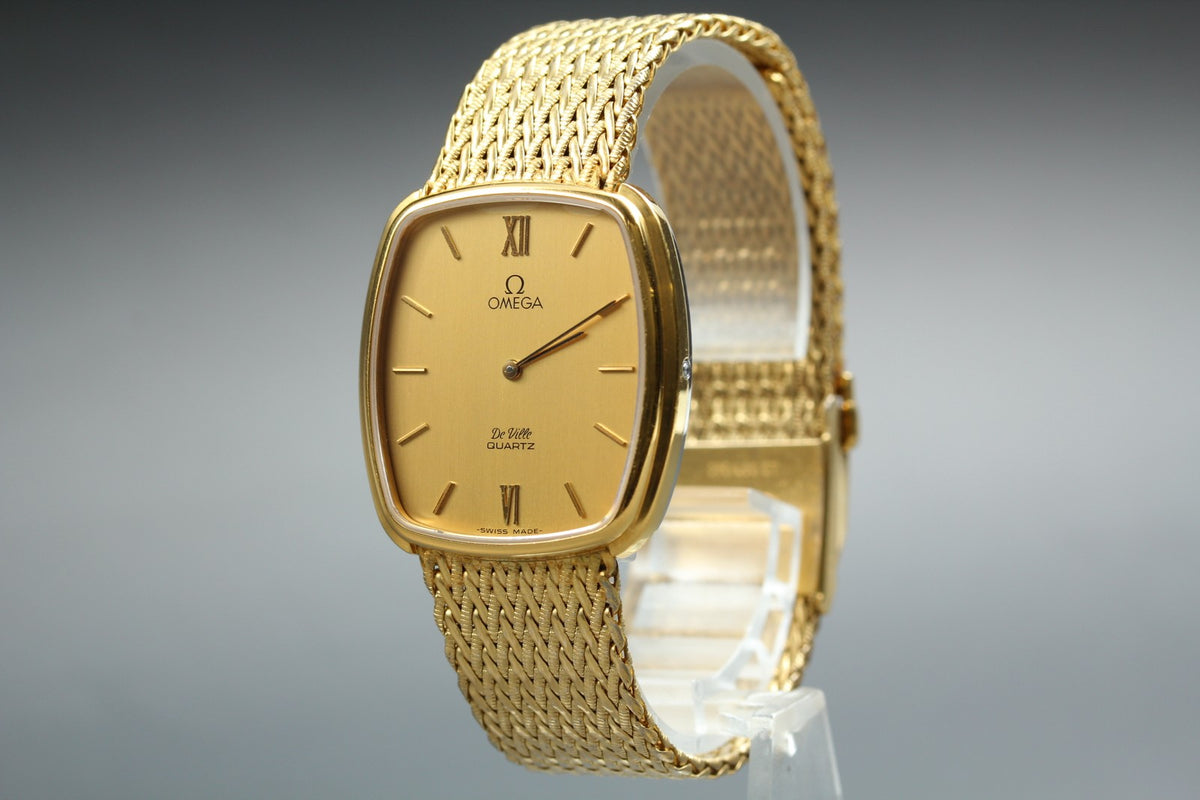 1980 Near MINT OMEGA De Ville 29mm 191.135 Quartz Gold Roman Dial Men's Vintage