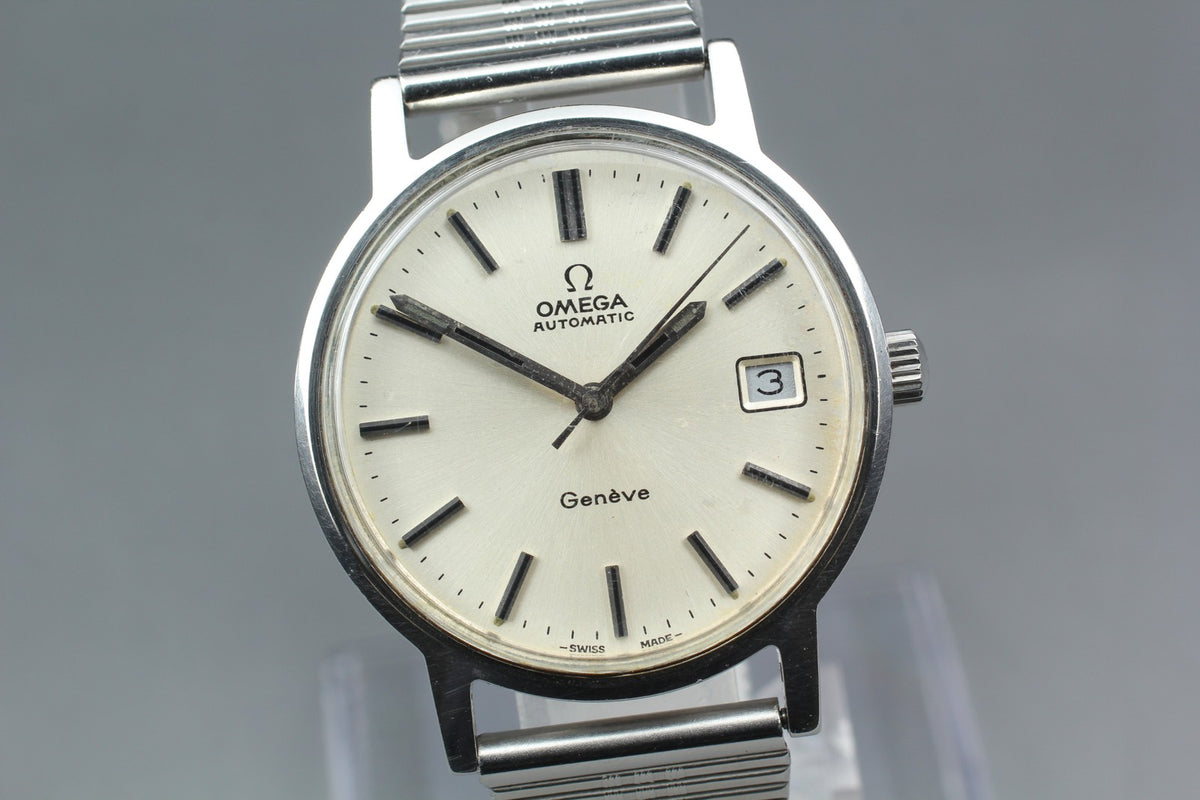 1972 Near MINT OMEGA Geneve 35mm 166.0163 Automatic Silver Dial Men's Vintage