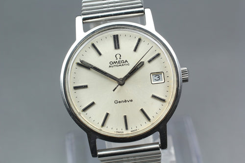 1972 Near MINT OMEGA Geneve 35mm 166.0163 Automatic Silver Dial Men's Vintage