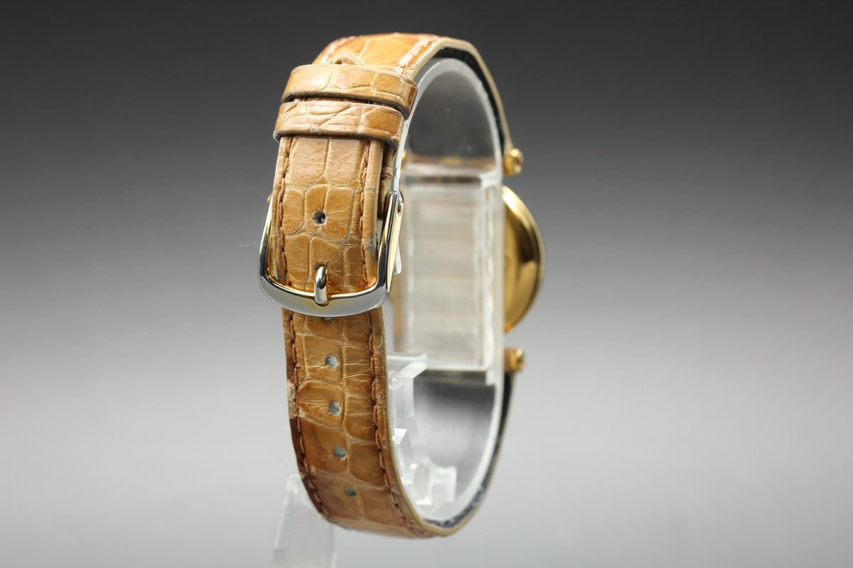 Near MINT Cartier Must de Vendome SM Vermeil 24mm 590004 Quartz Roman Women's