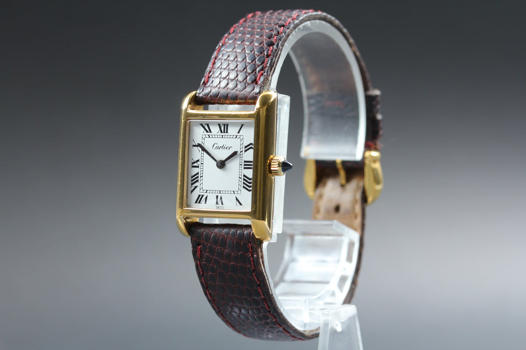 1970s Near MINT Cartier Pre Must Tank SM 20mm Manual White Roman Dial Women's