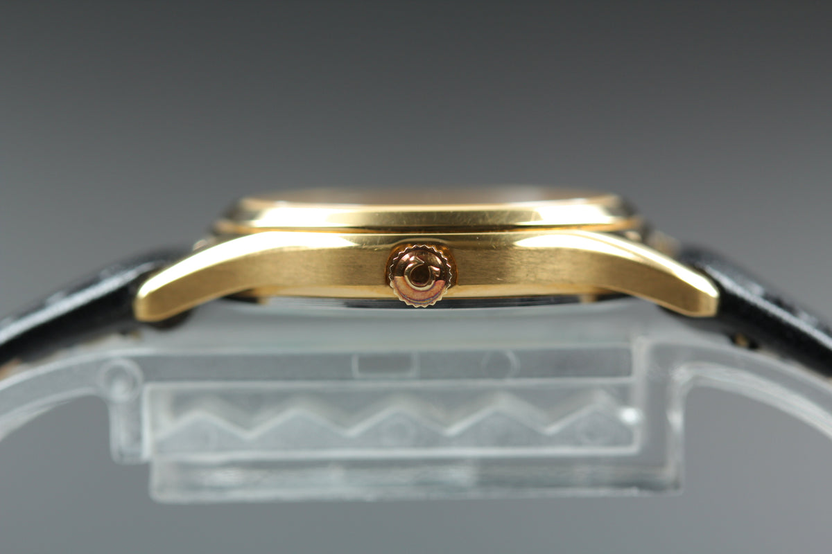 1985 Top MINT OMEGA Seamaster 23mm 596.0073 Quartz Gold Dial Women's Vintage