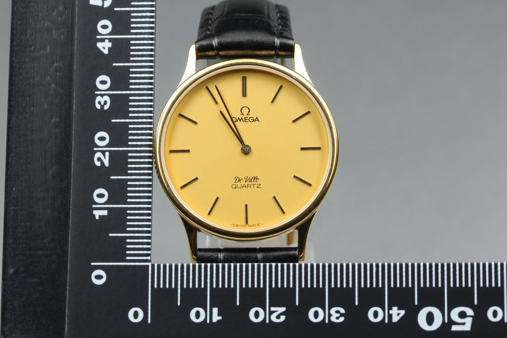 1982 Near MINT OMEGA De Ville 32mm 191.0130.1 Quartz Gold Dial Men's Vintage
