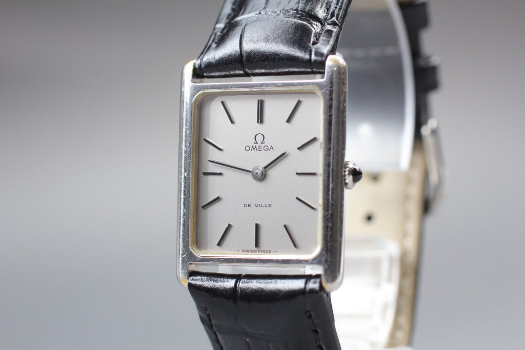 1975 OMEGA De Ville 24mm 511.0404 Manual Silver Dial Tank Unisex Vintage Exc+5
