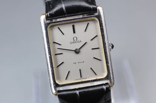 1975 OMEGA De Ville 24mm 511.0404 Manual Silver Dial Tank Unisex Vintage Exc+5