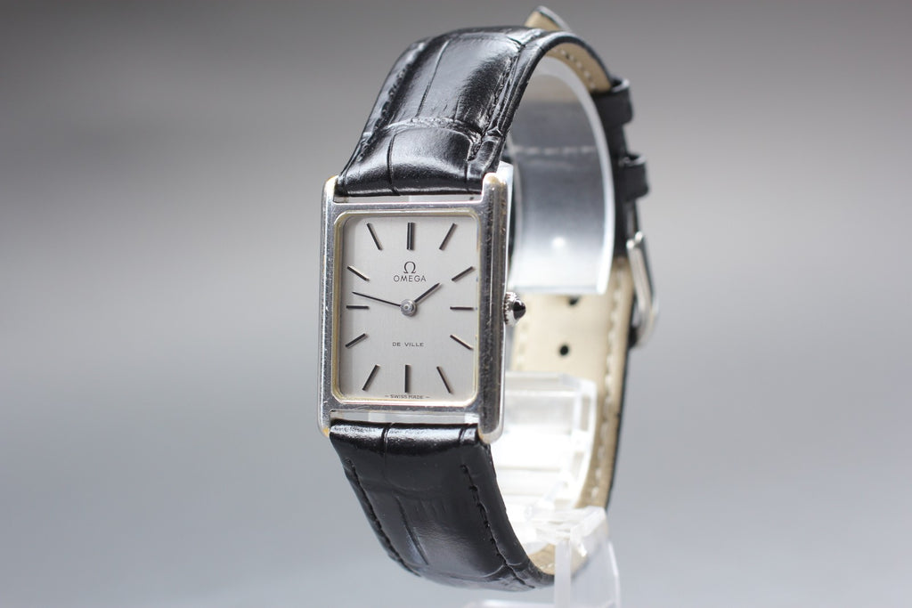 1975 OMEGA De Ville 24mm 511.0404 Manual Silver Dial Tank Unisex Vintage Exc+5