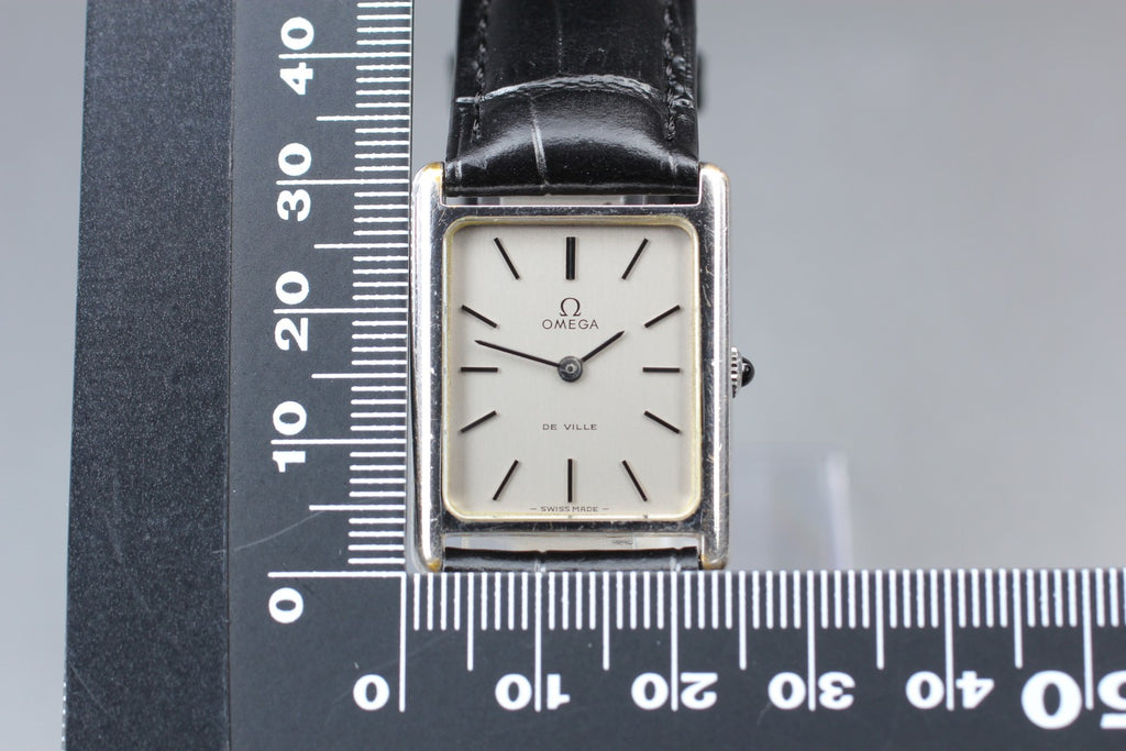 1975 OMEGA De Ville 24mm 511.0404 Manual Silver Dial Tank Unisex Vintage Exc+5