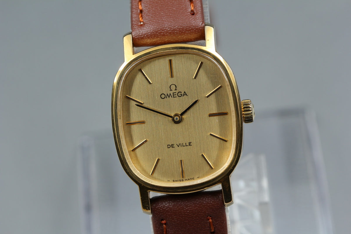 1975 Near MINT OMEGA De Ville 21mm 511.0509 Manual Gold Plated Gold Dial Women's