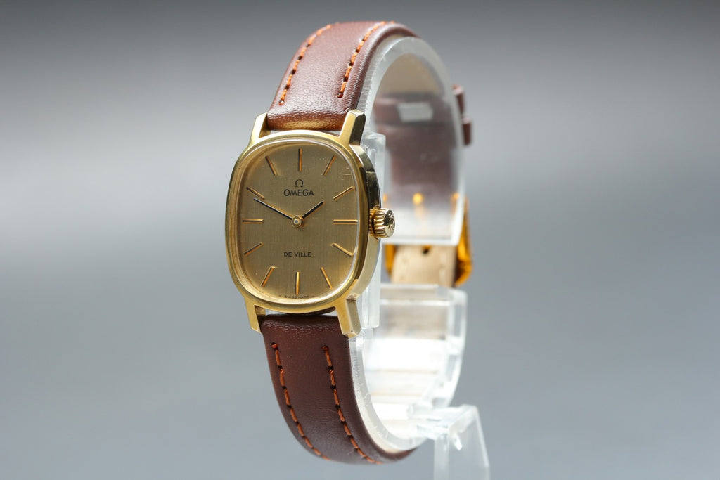 1975 Near MINT OMEGA De Ville 21mm 511.0509 Manual Gold Plated Gold Dial Women's