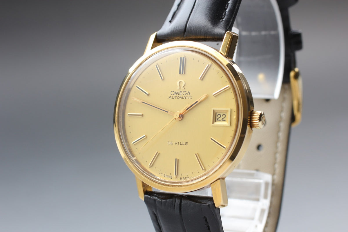 Near MINT OMEGA De Ville 35mm TOOL.106 Automatic Gold Dial Men's Watch Vintage