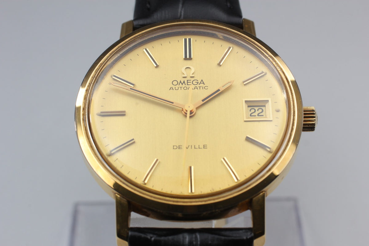 Near MINT OMEGA De Ville 35mm TOOL.106 Automatic Gold Dial Men's Watch Vintage