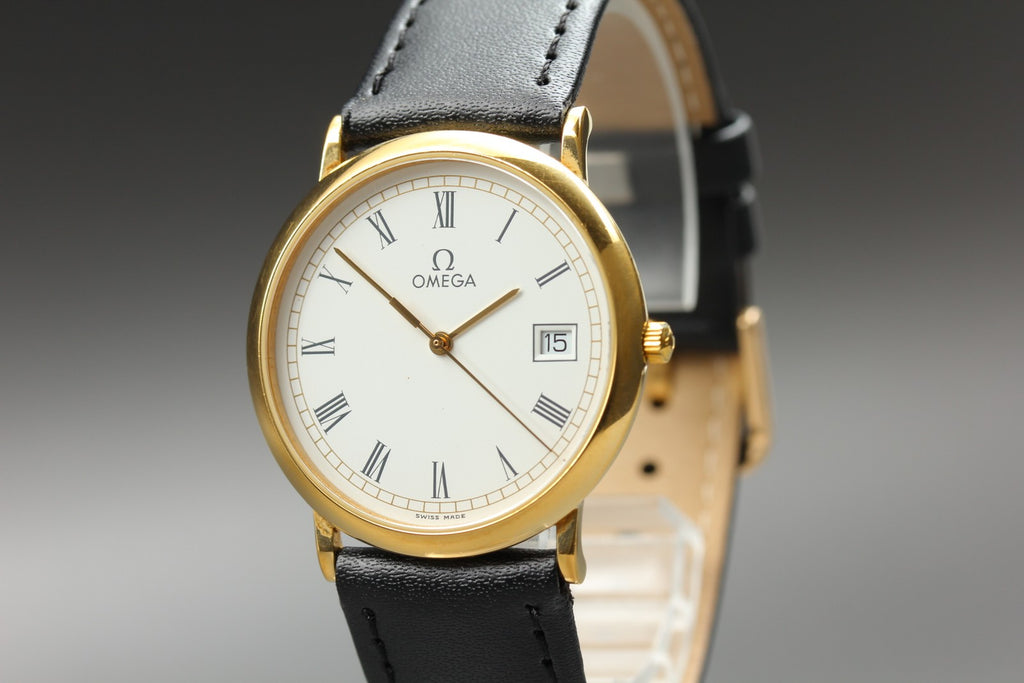 1989 Near MINT OMEGA De Ville 32mm 196.0312.1 Quartz White Roman Dial Men's