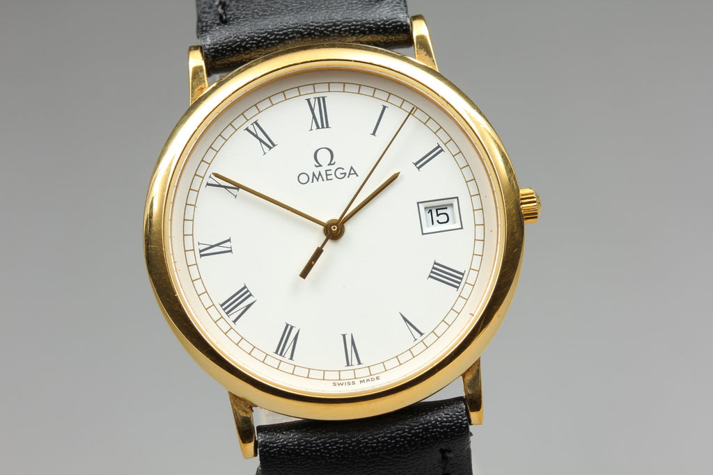 1989 Near MINT OMEGA De Ville 32mm 196.0312.1 Quartz White Roman Dial Men's