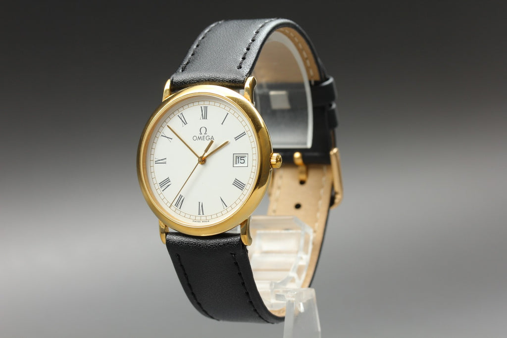 1989 Near MINT OMEGA De Ville 32mm 196.0312.1 Quartz White Roman Dial Men's