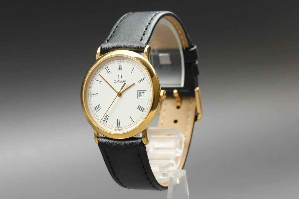 1989 Near MINT OMEGA De Ville 32mm 196.0312.1 Quartz White Roman Dial Men's