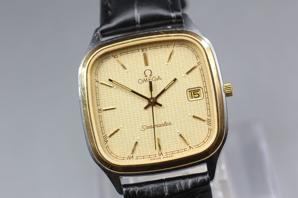 1984 Near MINT OMEGA Seamaster 31mm 396.1011 Quartz Gold Roman Dial Men Vintage