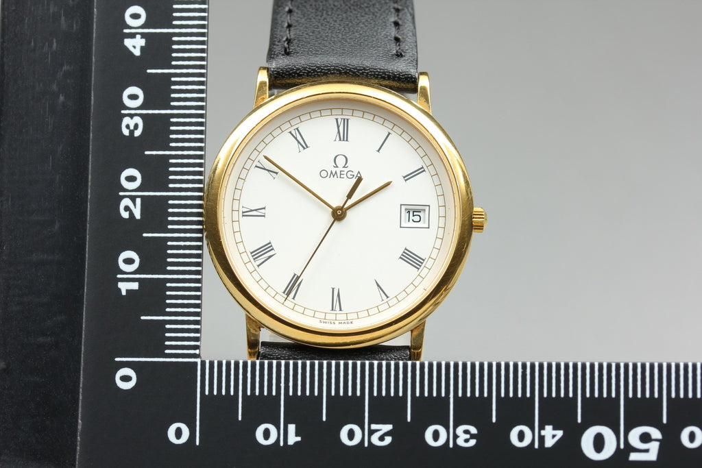 1989 Near MINT OMEGA De Ville 32mm 196.0312.1 Quartz White Roman Dial Men's