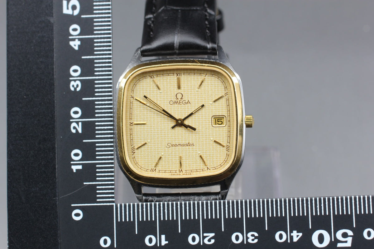 1984 Near MINT OMEGA Seamaster 31mm 396.1011 Quartz Gold Roman Dial Men Vintage