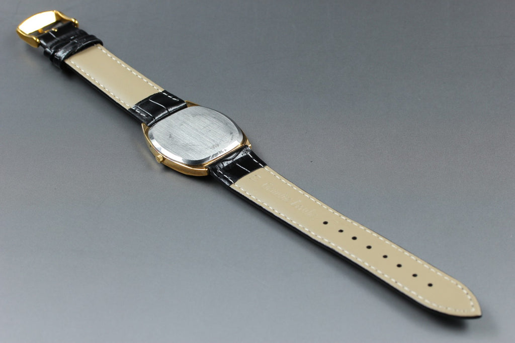Serviced 1980 Near MINT OMEGA De Ville 33mm 192.0046 Quartz Black Roman Dial Men