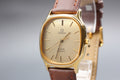 1982 Near MINT OMEGA De Ville 32mm 195.0013 Quartz Gold Dial Men's Watch Vintage