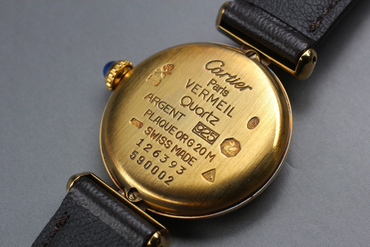 Near MINT Cartier Must de Colisee SM 24mm 590002 Vermeil Quartz Roman Dial Women