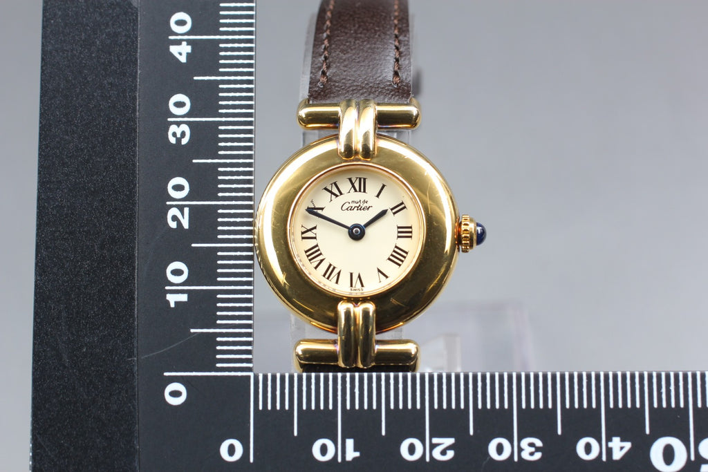 Near MINT Cartier Must de Colisee SM 24mm 590002 Vermeil Quartz Roman Dial Women