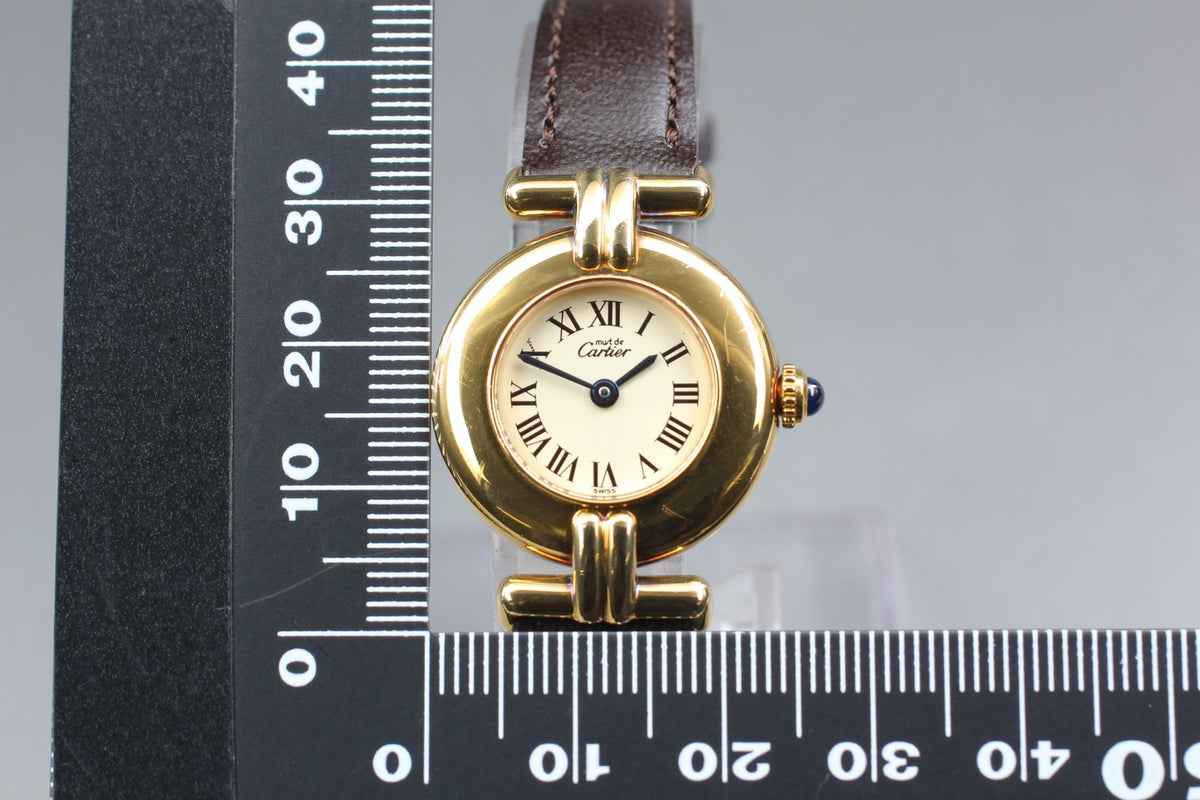 Near MINT Cartier Must de Colisee SM 24mm 590002 Vermeil Quartz Roman Dial Women