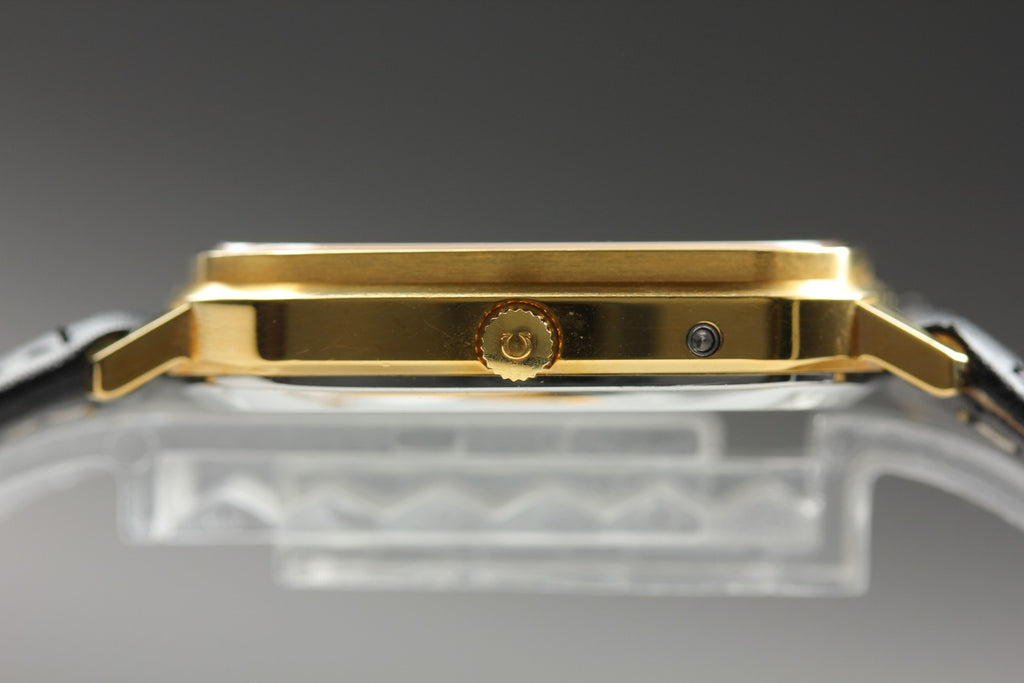 1980 MINT OMEGA De Ville 33mm 192.0049 Quartz Gold Dial Men's Watch Vintage