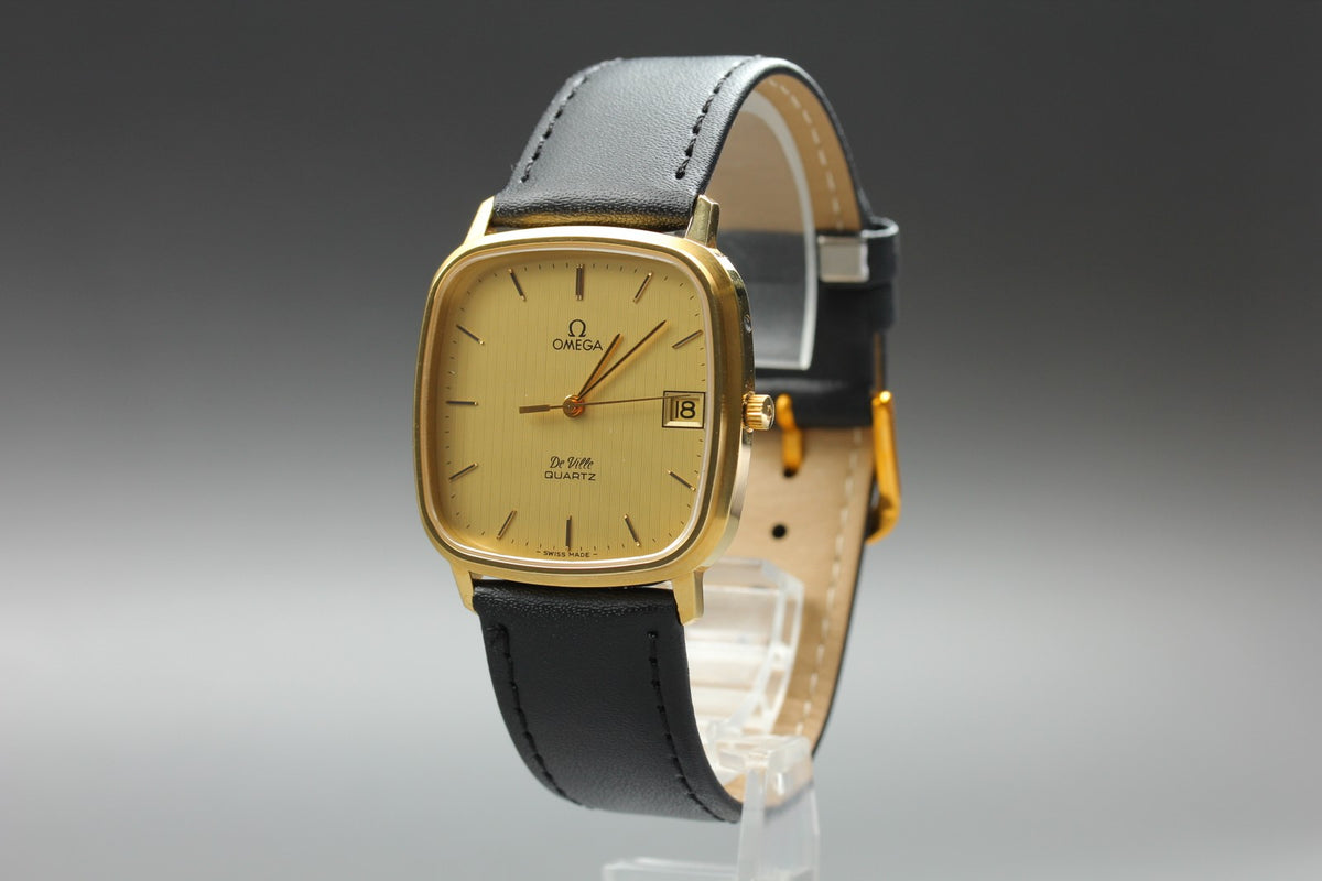 1980 MINT OMEGA De Ville 33mm 192.0049 Quartz Gold Dial Men's Watch Vintage