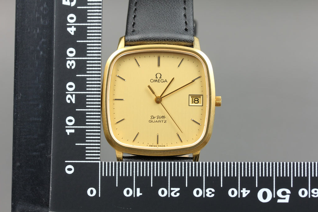 1980 MINT OMEGA De Ville 33mm 192.0049 Quartz Gold Dial Men's Watch Vintage