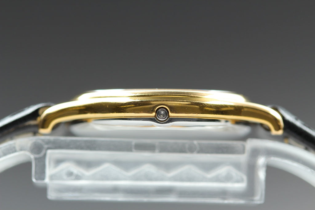 1982 Near MINT OMEGA De Ville 24mm 591.0094 Quartz Gold Dial Women's Vintage