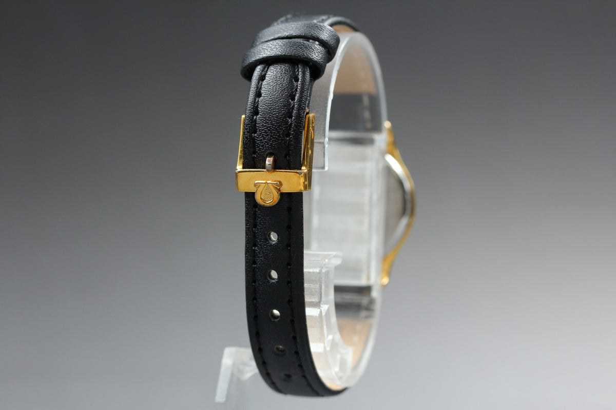 1982 Near MINT OMEGA De Ville 24mm 591.0094 Quartz Gold Dial Women's Vintage