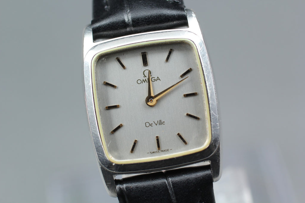 1982 OMEGA De Ville 19mm 591.0230 Quartz Silver Dial Women's Watch Vintage Exc+5