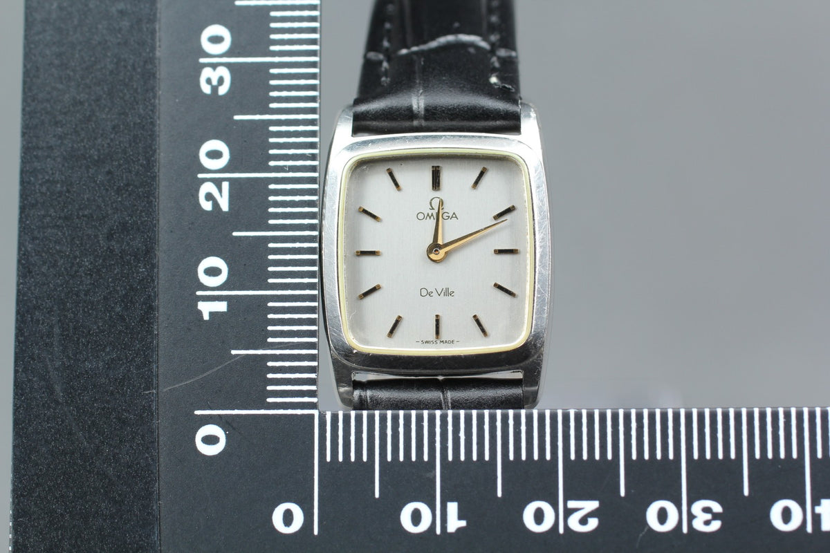 1982 OMEGA De Ville 19mm 591.0230 Quartz Silver Dial Women's Watch Vintage Exc+5