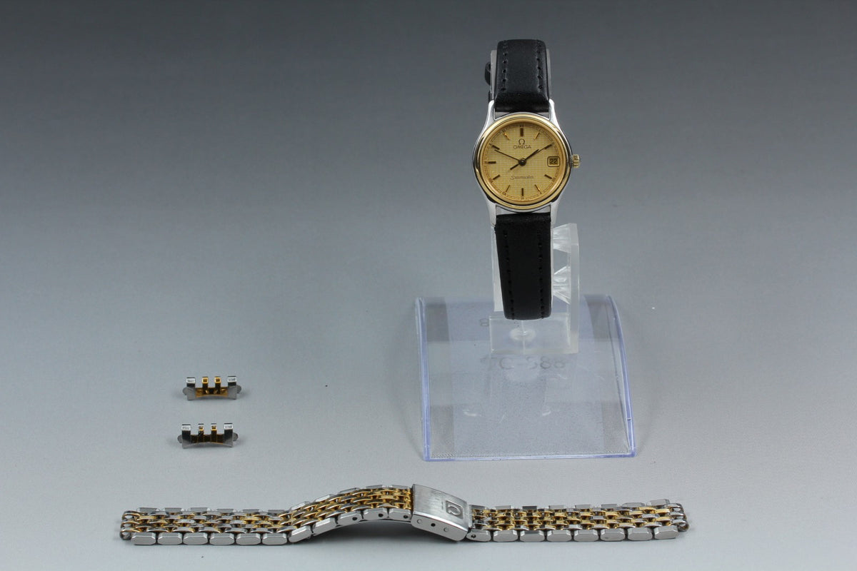 1985 Near MINT OMEGA Seamaster 22mm 596.0073 Quartz Gold Roman Women's Vintage